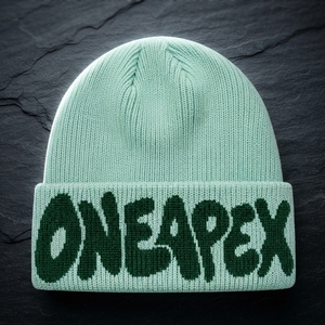 Mint Green Graphic Knit Beanie Hat Unisex <b>Winter</b> <b>Cap</b> Streetwear Headwear Custom Wholesale OEM Factory Premium Warm <b>Cap</b> - Product Image 1