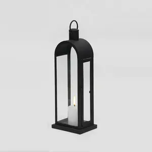 Farol de Metal Negro de Lujo al por Mayor, Farol de Metal Decorativo Resistente al Calor Hecho a Mano para el Hogar, Villas y Eventos - Product Image 4