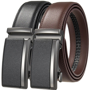 Cinturón de piel auténtica de vaca negra con logotipo personalizado popular para hombre con hebilla de acero estilo informal - Product Image 2