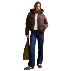 Chaqueta acolchada transpirable a prueba de viento impermeable de poliéster 100% ecológica para mujer, mangas con cuello desmontable para Otoño/Invierno - Product Image 1