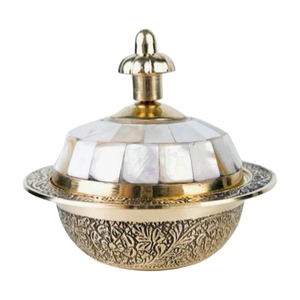 Ollas Khajoor Vintage de Latón Puro con Perlas y Grabado, Acabado Pulido para el Hogar y Restaurantes, Utensilios de Cocina, Olla para Dátiles Árabes - Product Image 1