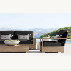 เก้าอี้โซฟาทำจากไม้สักคุณภาพดีสำหรับใช้ในร่มในร้านกาแฟหรือห้องนั่งเล่นในสไตล์เรียบง่ายทันสมัย - Product Image 3