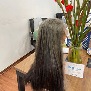 Peluca de cabello natural color gris, peluca de cabello humano más vendida, peluca con cierre de encaje medio, lisa para mujeres, estilo suave, proveedor de cabello virgen - Product Image 3