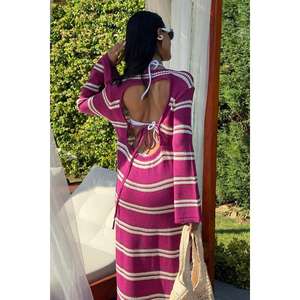 Robe en tricot à manches espagnoles, dos nu, silhouette ample 2848 - Product Image 2