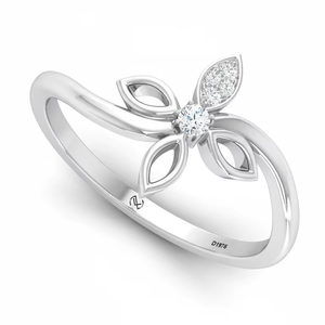 Bague élégante pour femme en or 14 carats et diamants naturels taille brillant rond, motif floral |   Plaqué or 0,05 carats - Product Image 1