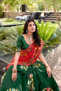 La plupart des tendances Tussar Silk avec impression et travail en feuille Lehenga Choli Fabricant et fournisseur de Surat à bas prix - Product Image 6