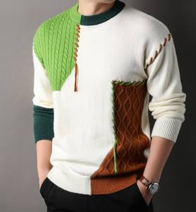 Automne et hiver hommes décontracté Base pull populaire lâche style japonais Patchwork motif hommes tricoté pull pull - Product Image 2
