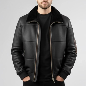 Custom <b>Men</b> Genuine Leather Eco-Friendly Quick Dry Breathable Waterproof Front Logo Lightweight Durable Outerwear Private Label - Product Image 1