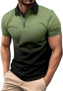 Nouveau Design hommes 1/4 Zip couleur progressive Golf polos été revers manches courtes Slim Fit Polo t-shirt - Product Image 2