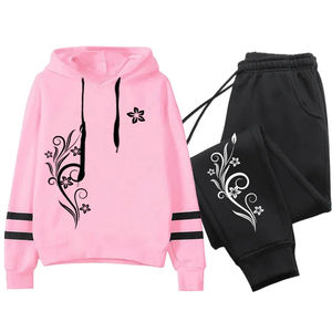 Chándal informal de calidad para mujer para Otoño Invierno XXL sudaderas con capucha pantalones de chándal de una sola pieza a rayas cómodos para el exterior diario - Product Image 6