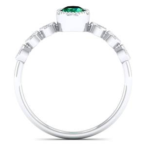 Anillos de Compromiso de Plata de Ley 925 con Moissanita de Lujo REYES, Alta Calidad, Corte Ovalado, Gema Esmeralda de 0.5 Quilates, Joyería Elegante - Product Image 4