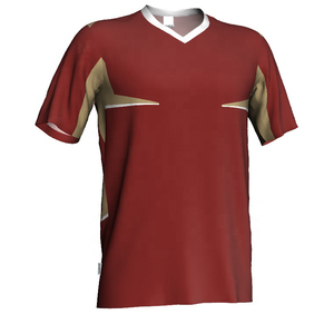 เสื้อฟุตบอลคอวีสำหรับผู้ชาย สีแดงทอง แขนสั้น ระบายเหงื่อได้ดี ผลิตจากโพลีเอสเตอร์ เหมาะสำหรับทุกฤดูกาล ทรงปกติสำหรับผู้ใหญ่ - Product Image 1