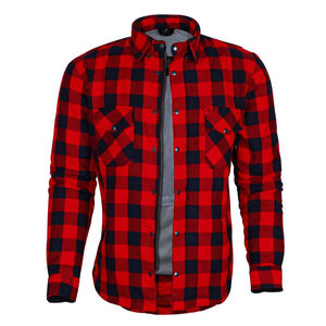 Chemise de protection moto homme à carreaux buffle rouge et noir et chemise en flanelle pour un usage quotidien - Product Image 1