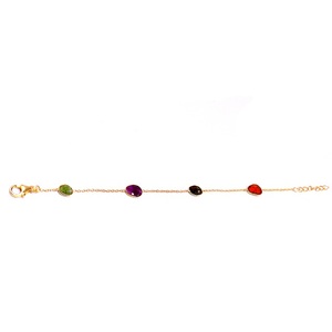 Hecho a mano 925 plata esterlina chapado en oro multicolor turmalina piedras preciosas señoras desgaste pulsera de cadena de eslabones - Product Image 3