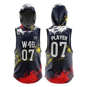 Personalizable secado rápido Transferencia de Calor impreso goteo estilo bandera americana sin mangas fútbol Jersey transpirable de talla grande ropa de equipo - Product Image 6