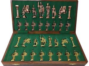 Kid Luxury Brass Metal Folding Chess Board <b>Game</b> Set With Roman <b>Army</b> Theme Design Chess Men Storage Inside Board - Best gifts - Product Image 6