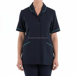 Tenue d'infirmière unisexe personnalisée OEM en satin 100 % coton léger, col en V, avec plusieurs poches et détection d'aiguilles - Product Image 1