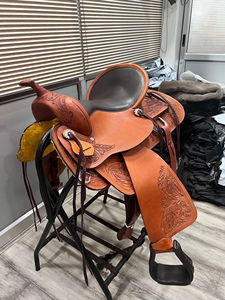 Selle de cheval occidentale en cuir indien Tan de haute qualité taille personnalisable avec arbre en plastique disponible en gros - Product Image 6
