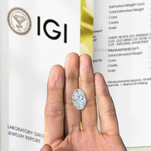 ขายส่ง8.00กะรัตตัดรูปไข่สี VS1ชัดเจน IGI ได้รับการรับรองจากห้องปฏิบัติการแหวนหมั้นเพชรชั้นดีเครื่องประดับเพชรแบบหลวม shreeraj - Product Image 1