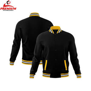 Vestes d'automne d'université universitaire à logo personnalisé pour hommes veste de baseball vierge à manches longues avec teint uni - Product Image 5