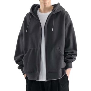 Fermeture éclair hommes sweats à capuche 500 Gsm coton basiques plaine luxe recadrée pull à capuche hommes personnalisé surdimensionné Streetwear - Product Image 6