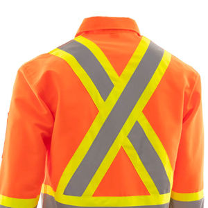 Custom Safety Construction <b>High</b> Visibility Fluorescent Polyester Long Sleeve Reflective Unisex Work Polo <b>T</b> <b>Shirts</b> for Workwear - Product Image 6