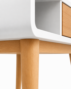 Bureau de travail scandinave moderne convertible en bois d'hévéa, MDF et placage de frêne, finition naturelle - Product Image 5