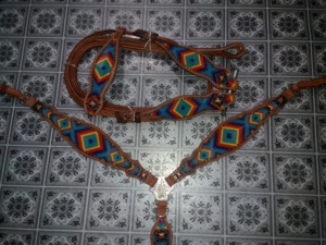 Fabrication supérieure DD cuir Western bride ensemble peint à la main Durable équestre équitation tête décrochage poitrine Sports de plein air - Product Image 5