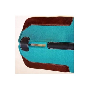 Tapis de selle de cheval Western de qualité supérieure couleur turquoise laine/laine synthétique patchs en cuir feutre assorti anti-dérapant Durable - Product Image 3