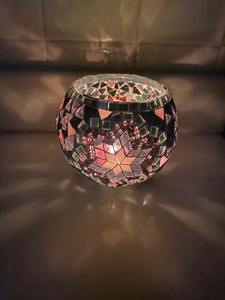 Porte-bougie moderne en mosaïque de Noël, pour bougies chauffe-plat et votives, en verre coloré, fortement parfumé, en forme de fleur, fait à la main, décoration d'intérieur - Product Image 5