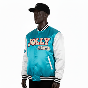 Chaqueta de Satén para Hombre, Calidad Premium, 180 GSM, Tela de Satén de Poliéster Brillante, Paneles de Dos Tonos, Chaqueta de Satén con Logotipo Personalizado para Hombre - Product Image 4