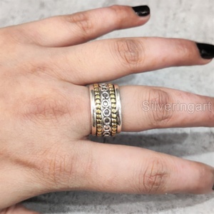 Spinner Band Bague de méditation Bague en argent sterling 925 pour femme Bague de pouce Yoga Bijoux faits à la main Anxiété de Noël Bague Spinner unisexe - Product Image 2