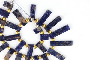 Perles en Sodalite Naturelle Forme Rectangle Plate 7x10-7x30mm Longueur 13 "Long Briolette Perles pour la Fabrication de Bijoux - Product Image 2