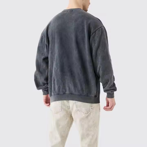 เสื้อสเวตเตอร์คอกลมแขนยาวของผู้ชายเสื้อมีซิปดีไซน์ตามสั่งล้างกรดทำจากวัสดุที่ดีที่สุดสำหรับฤดูใบไม้ร่วง - Product Image 4