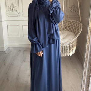 Abaya longue pour femmes avec hijab, tissu doux, tenue modeste, cadeau de Ramadan, abaya élégante en une seule pièce - Product Image 6