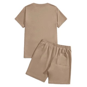 Ensemble de deux pièces pour adultes, hommes, en coton et polyester, avec impression de logo personnalisée de haute qualité, t-shirt et short unis, ensembles d'été - Product Image 2