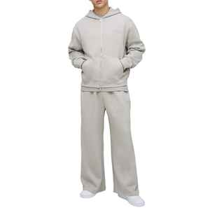 Conjunto de 2 Piezas de Sudadera con Capucha y Pantalones Deportivos Holgados de Estilo Urbano, Unisex, Gruesos, Casuales - Product Image 1