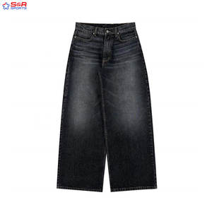 Pantalones vaqueros de hombre de alta calidad personalizados con servicio OEM, pantalones vaqueros lavados rectos, ropa de calle transpirable, pantalones vaqueros rasgados de nuevo diseño - Product Image 4
