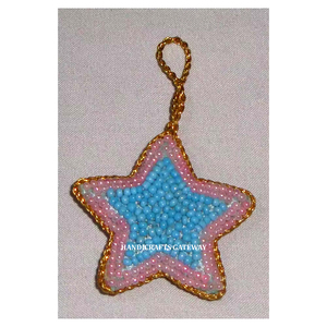Adorno Navideño de Alta Demanda, Adorno Decorativo para Árbol de Navidad, Bordado Dorado con Cuentas, Adorno en Forma de Estrella - Product Image 1