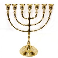 Menorah artisanale moderne ROSHAN HANDICRAFTS, chandelier à sept branches, finition dorée polie, aluminium, décoration d'intérieur