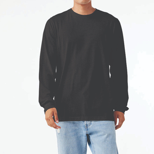 T-shirts à manches longues respirants pour hommes OEM T-shirts à manches longues en coton biologique mélangé en coton/poly vente en vrac - Product Image 5