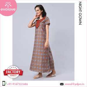 Personnalisé 100% coton fait robe de nuit pour femmes longue robe de nuit vêtements de nuit de véritables acheteurs en gros - Product Image 2