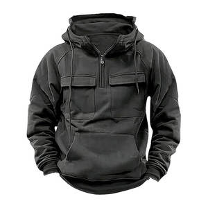 Sudadera con Capucha de Media Cremallera para Hombre, Manga Larga, Informal, Táctica, con Bolsillos, para Gimnasio, Deporte y Entrenamiento - Product Image 6