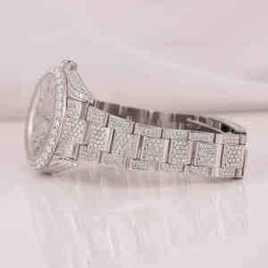 Reloj de Diamantes Moissanite Analógico de Acero Inoxidable Personalizado Más Vendido, Correa Ajustable, Gemas de Alta Claridad, Movimiento Mecánico - Product Image 4