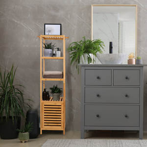 Gabinete de baño independiente de madera maciza Muebles de baño elegantes - Product Image 3