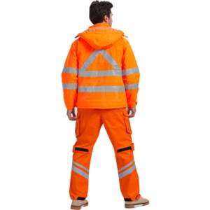 Long-Sleeve Men's Reflective Hi-Visibility <b>Waterproof</b> Cotton <b>Work</b> Coveralls Road Construction Anti-Flame Fire Retardant - Product Image 6