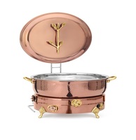 Elegante calentador de cobre con tapa de cristal transparente, acero inoxidable, capacidad de 7L/9L, asas de lujo, soporte, equipo personalizado para mantener el calor.