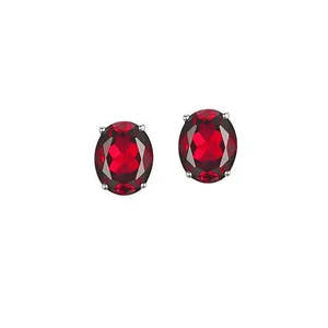 AAA+ Quality 925 Sterling Silver <b>Ruby</b> Oval Cut Pendant <b>Necklace</b> and Earring Set For Women Cus-Jew120 - Product Image 3