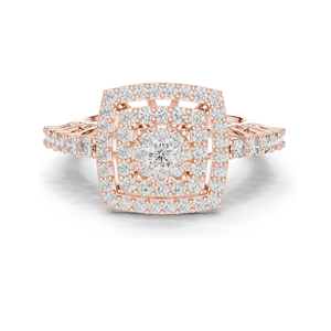 Anillo con Halo Floral de Diamantes Cultivados en Laboratorio, 0.88 CT en Total, Claridad VVS-VS EF, Disponible en Oro de 18K, 14K, 10K y Plata 925 - Product Image 2