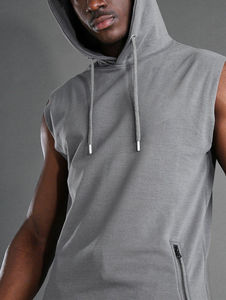 High Quality Custom Printed <b>Sleeveless</b> <b>Hoodie</b> Breathable Workout Bodybuilding Gym Wear for <b>Men</b> Casual Unisex Embroidered - Product Image 2